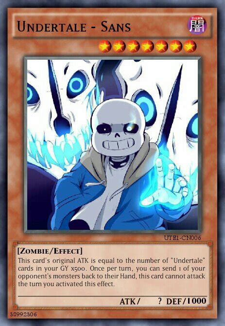 Sans Yu Gi Oh Card Set Undertale Amino