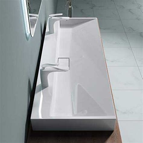 Sogood Lavabo Double avec bonde Vasque à Poser ou Suspendu 120cm x