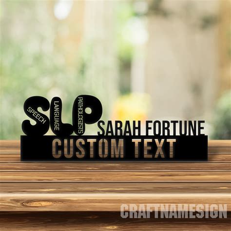 Craftnamesign Custom Wooden SLP Desk Name Plate Speech Language