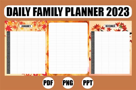 Family Monthly Calendar 2023 Flowers Graphic by Artwork Quest · Creative Fabrica