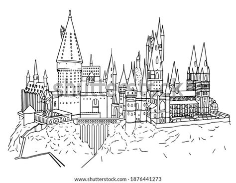 Line Hogwarts Castle Vector Illustration School Stock Vector Royalty