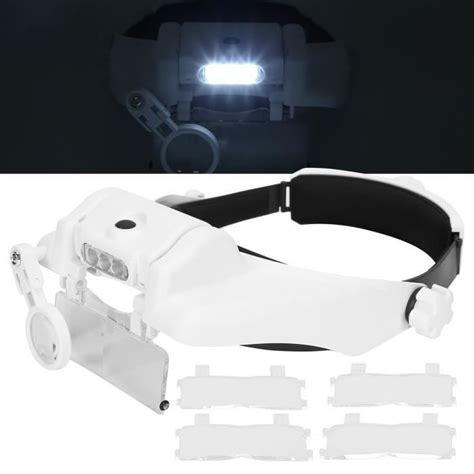 Loupe de lunettes avec lumières LED pour casque monté sur la tête 1 5x