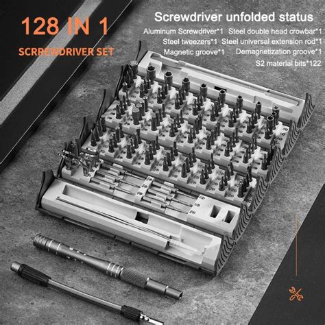 128 In 1 Precision Screwdriver Set Reel Storage Design Disassembly