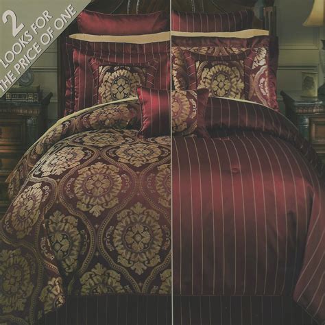 Anacapri Reversible Burgundygold King 11 Piece Comforter Bed In A Bag
