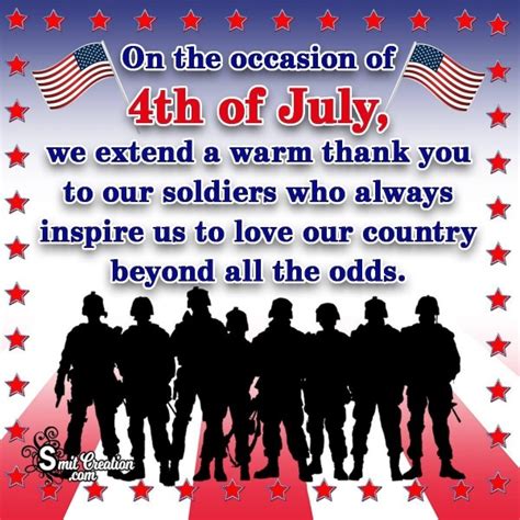 4th Of July Thank You To Soldiers