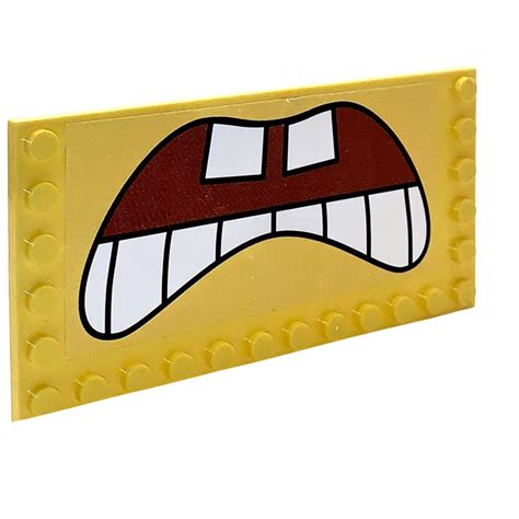 Lego Tile X With Studs On Edges With Spongebob Mouth Sticker