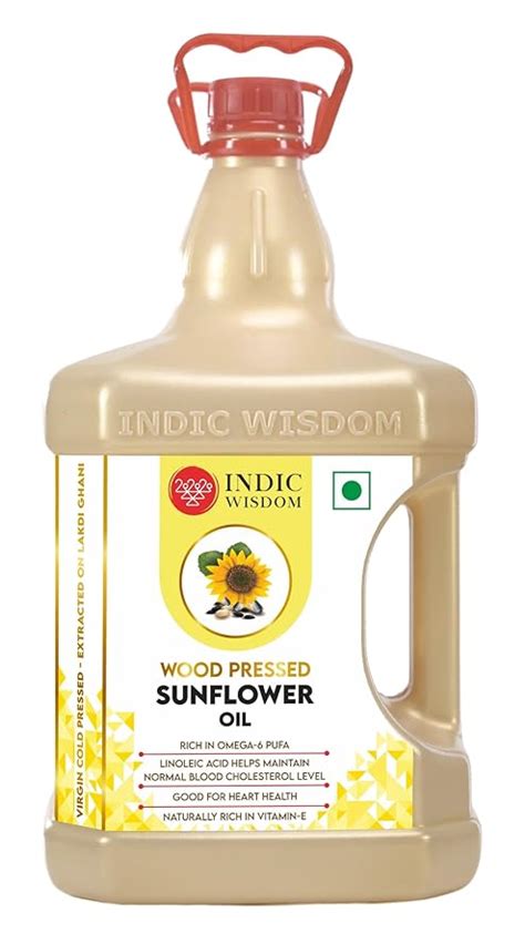 Indicwisdom Wood Pressed Sunflower Oil Liter Cold Pressed Sunflower