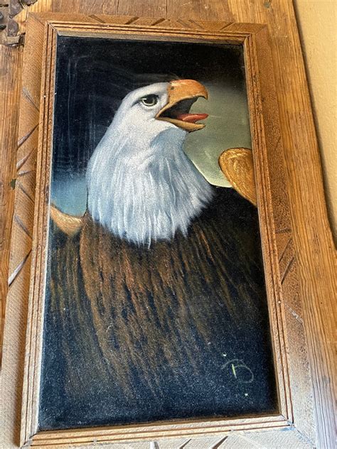 Original Vintage 1970s Mexican Hand Painted Bald Eagle Velvet Etsy