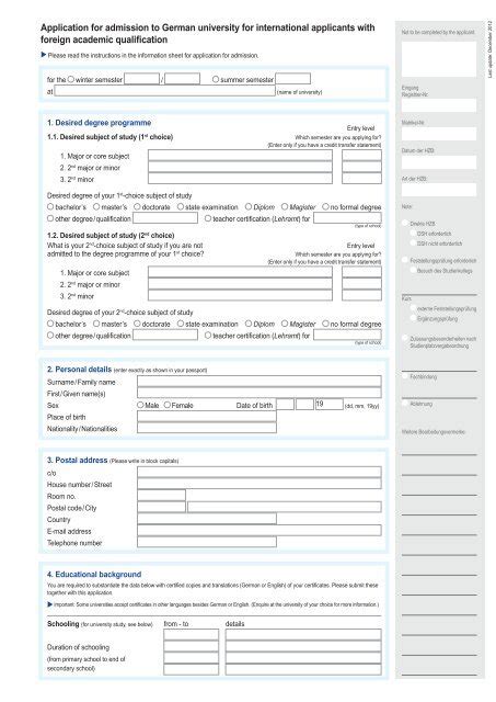 Application for admission to german university - DAAD