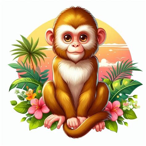 Premium Vector Cute Monkey Vector Cartoon Illustration