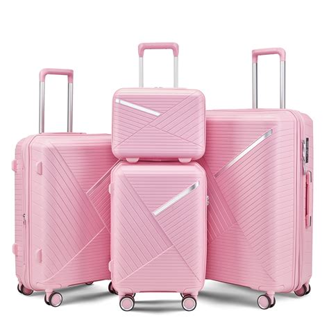 Set of 4 Expandable Luggage Suitcase, Lightweight Hardshell Suitcase ...