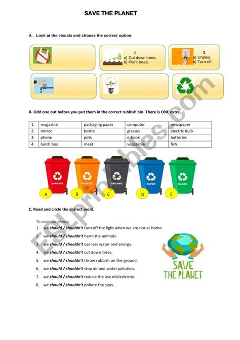 Save Thé Earth Esl Worksheet By Kemlisihem