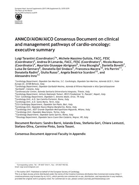 Pdf Anmcoaiomaico Consensus Document On Clinical And Management