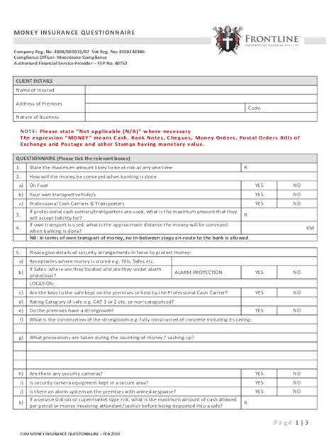 Fillable Online Frontlineinsurance Co Moonstone Compliance Risk