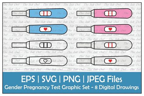 Pregnancy Test Gender Reveal Outline And Color Clipart