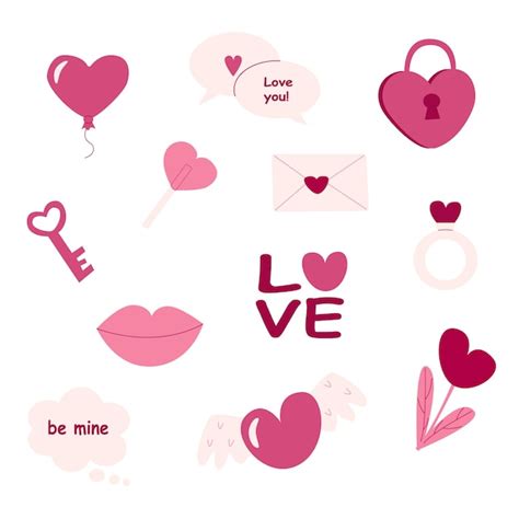 Premium Vector Valentines Day Set Of Cute Hand Drawn Illustrations