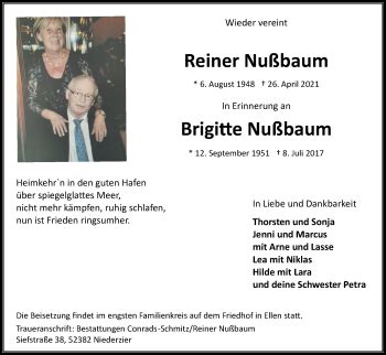 Traueranzeigen Von Brigitte Nu Baum Aachen Gedenkt