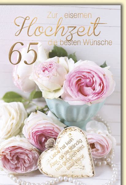 65 Hochzeitstag Eiserne Hochzeit Glückwunschkarte mit Umschlag Tee