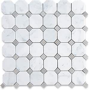 Stone Center Online Carrara White Marble 2 Inch Octagon Mosaic Tile W