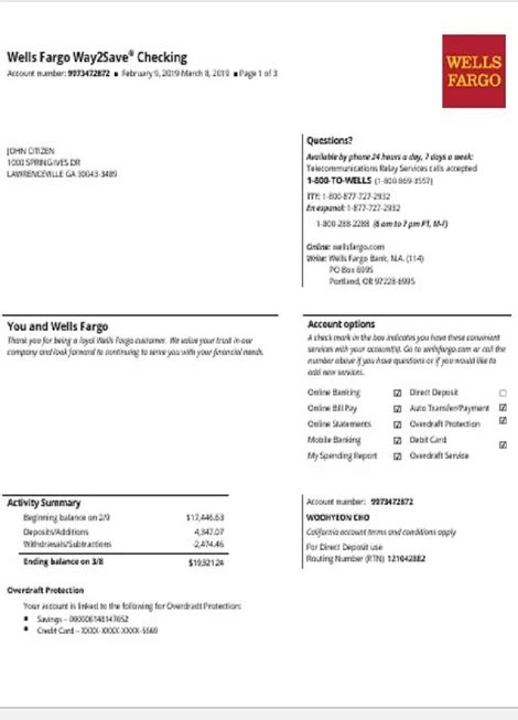 Usa Wells Fargo Bank Statement Template In Word Format 3 Pages In 2020 Hot Sex Picture