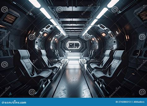 The Interior of a Spaceship, with Sleek and Futuristic Design of the ...