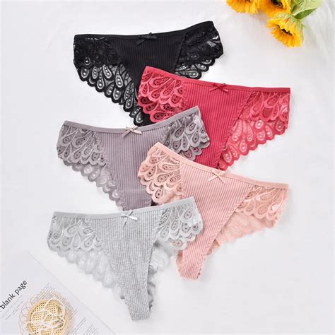 Cinvik 5pcs Women Panties S 4xl Sexy Cotton Thongs G String Underwear