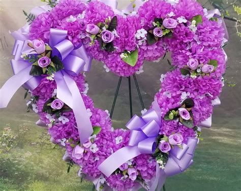 Open Heart Cemetery Wreath Lavender Wreath Sympathy Wreath Etsy