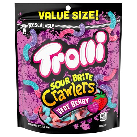 Trolli Very Berry Sour Brite Crawlers Gummy Worms Bag 28 Oz Walmart