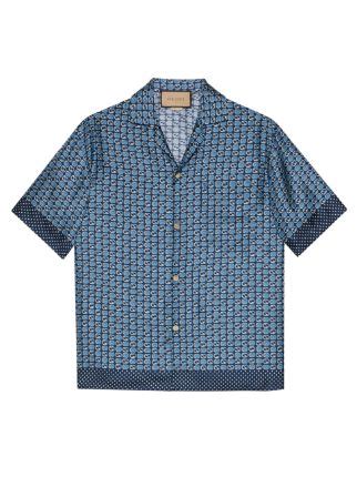 Gucci Geometric Interlocking G Print Silk Shirt Farfetch