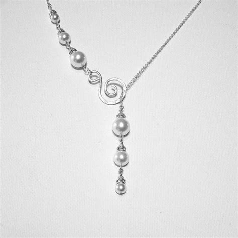 Drop Pearl Necklace Lariat Necklace Pearl And Crystal Necklace