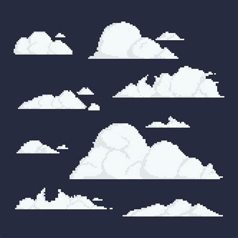 Premium Vector Pixel Cloud Set