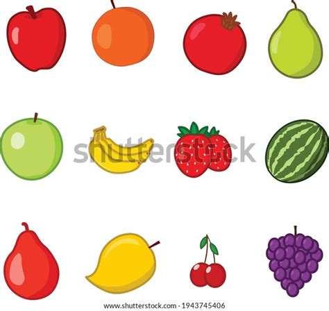 Set Fresh Fruits Illustration Logo Icon Stock Vector Royalty Free 1943745406 Shutterstock