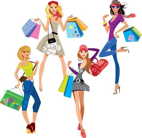 Girls Shopping Stock Vectors Royalty Free Girls Shopping Illustrations