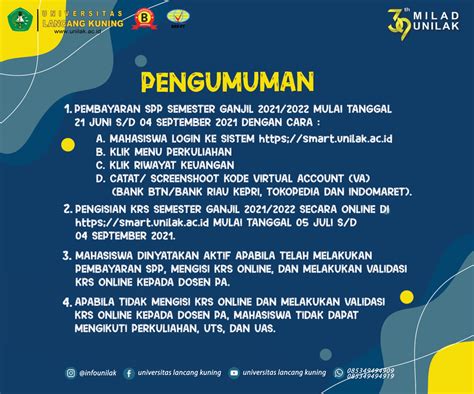 Info Pembayaran Spp Dan Pengisian Krs Ta Periode Ganjil