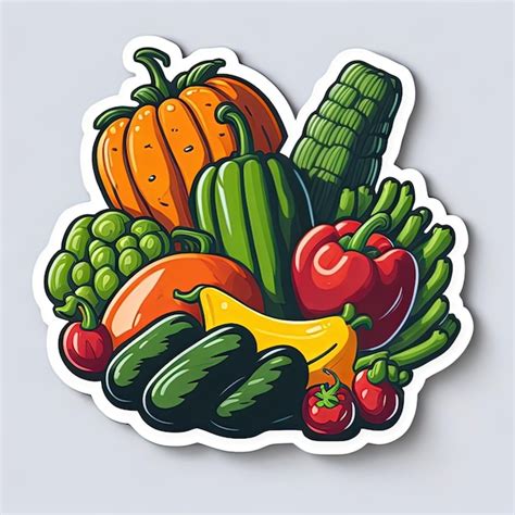 Premium Vector Illustration Vector Sticker Design Fruits And Vegetables