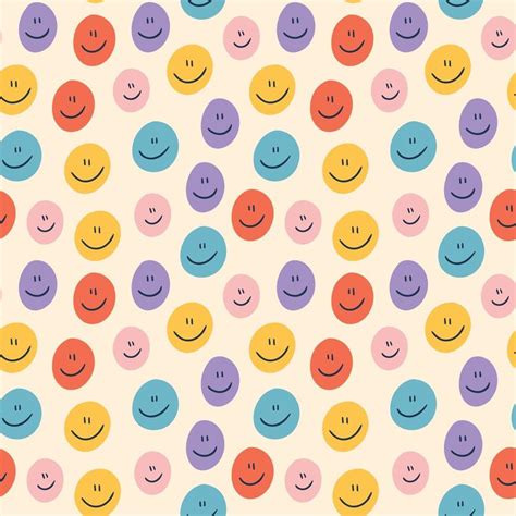 Seamless Pattern With Happy Faces Vector Art At Vecteezy