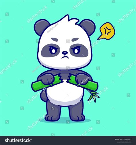 Cute Angry Panda Breaking Bamboo Cartoon Stock Vector Royalty Free