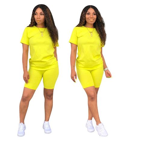 Shorts Two Pieces Tracksuit Plus Size Solid Tights Color Outfit Set In