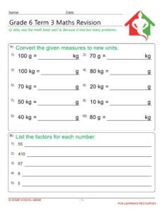 Grade 6 Math Term 3 Revision Questions And Answers Teacha