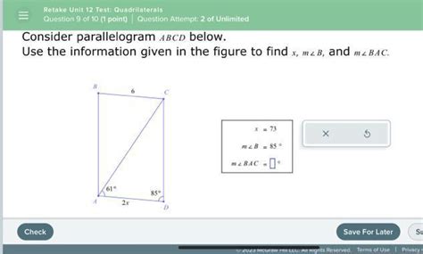 Consider Parallelogram Abcd Below Use The Information Given In The