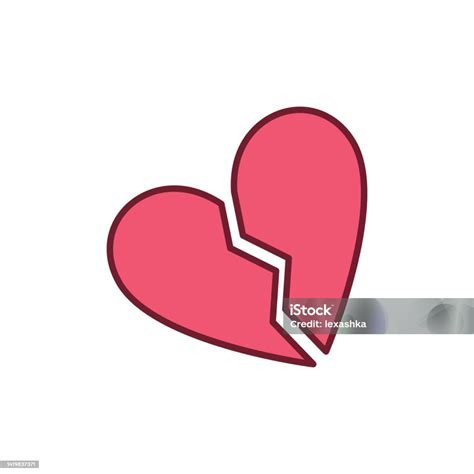 Red Broken Heart Vector Creative Icon Stock Illustration Download Image Now Broken Broken