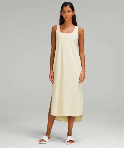 Lululemon Pima Cotton Open Back Midi Dress Dewy Lulu Fanatics