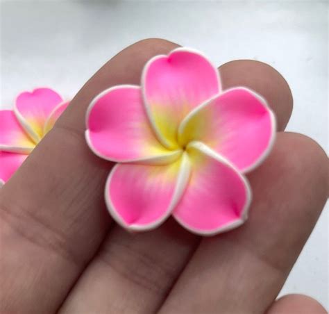 Plumeria Polymer Clay Flowers Mm Pcs Colorful Floral Charms For