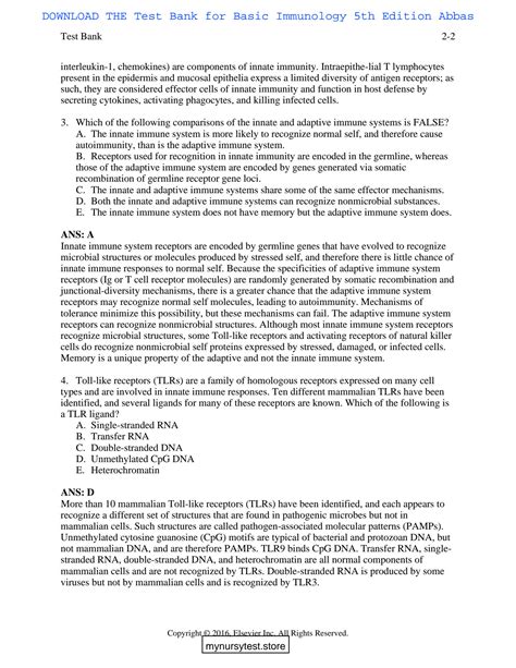 SOLUTION Test Bank For Basic Immunology 5th Edition Abbas Full Chapter