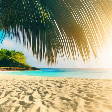 Premium Ai Image Tropical Paradise Island Sandy Beach Palm Trees And