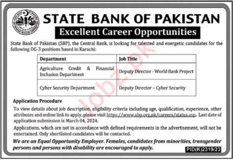 Jobs Announcement At State Bank Of Pakistan SBP 2024 Job Advertisement