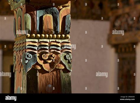 Carved Wood Beams In Punakha Dzong Winter Residence Of Je Khenpo