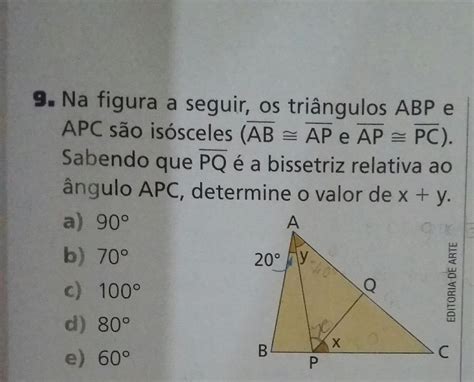 Na Figura A Seguir Os Triângulos Abp E Apc São Isósceles Ab Ap E Ap