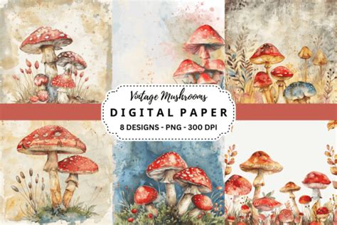 Vintage Mushrooms Background Graphic By Pcudesigns · Creative Fabrica