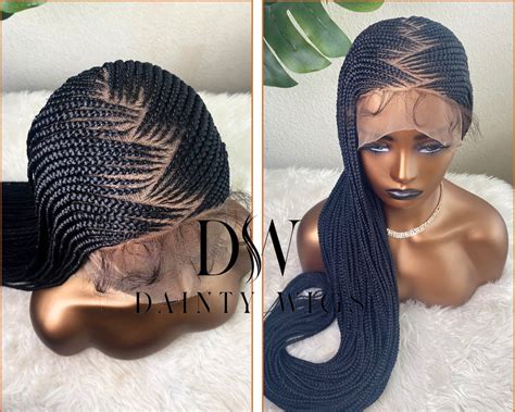 Full Lace Fulani Braided Wig Cornrow Braids Wig For Black Woman Ready